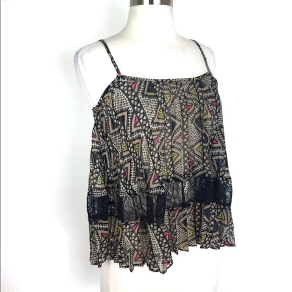 BCBGeneration Printed Woven Cami w/Lace Insert XXS - Picture 2 of 8